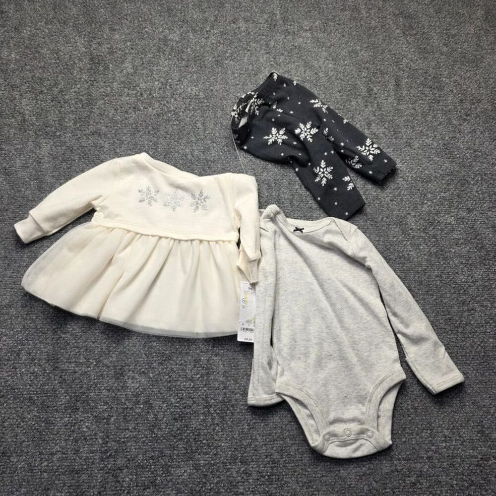 Baby Girls 3-Piece Snowflake Outfit Set 3M